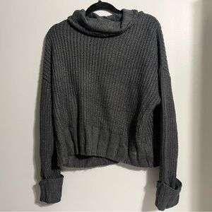 True Craft Gray Chunky Knit Turtleneck Sweater